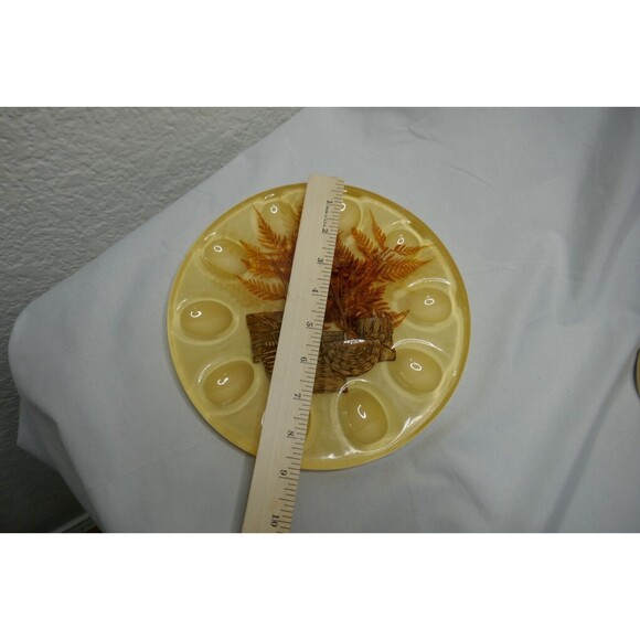 Vintage 60s Lucite Deviled Egg Plate Tray Trivet Set Holds 10 Mid Century Rustic - Picture 4 of 8
